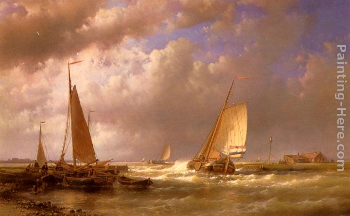 Dutch Barges At The Mouth Of An Estuary painting - Abraham Hulk Snr Dutch Barges At The Mouth Of An Estuary art painting